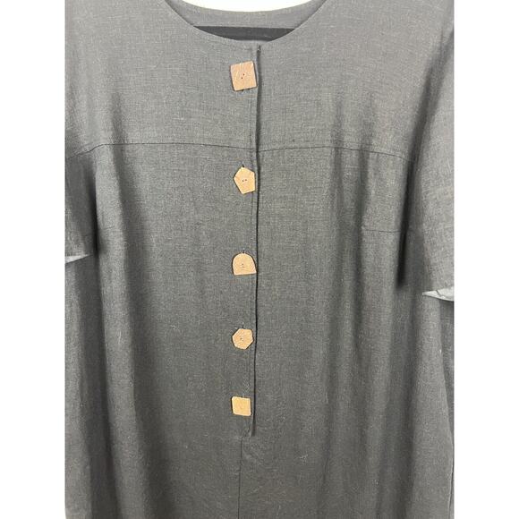 Positive Attitude Black Minimalist Linen Blend shift short sleeve Dress XL - Picture 5 of 8